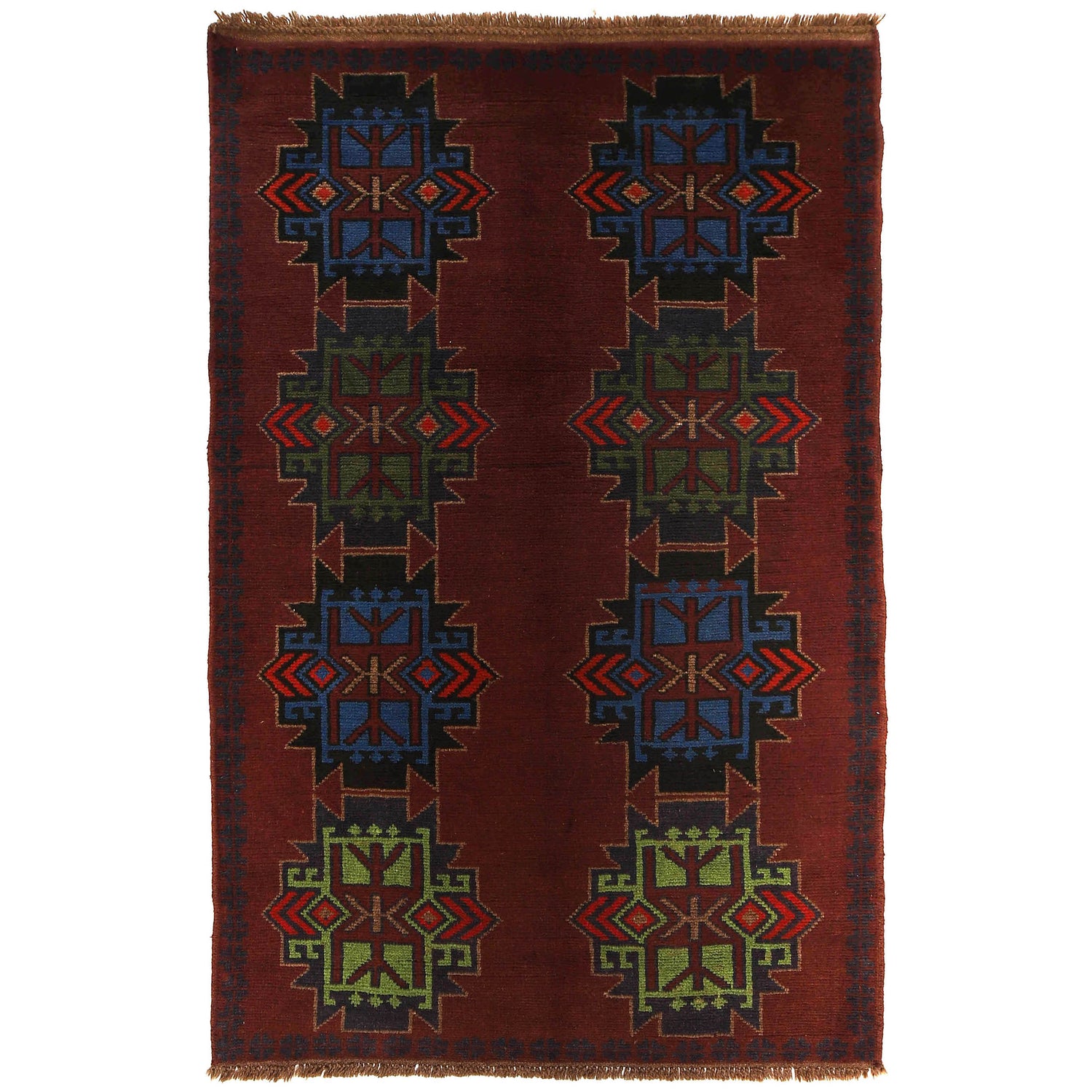 Baluchi Rug Handmade Dark Purple Floral 4x6 ft