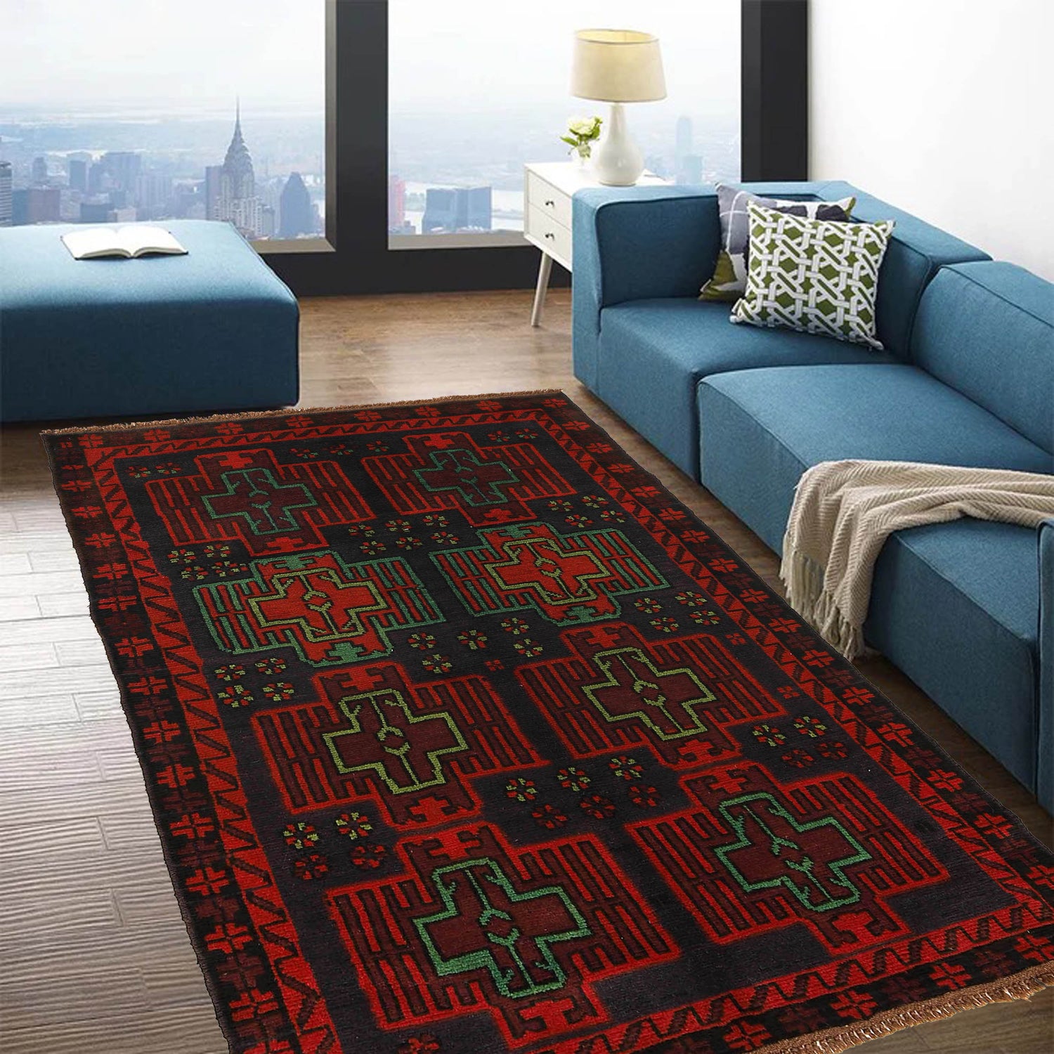Baluchi Rug Handmade Multi Floral 4x6 ft