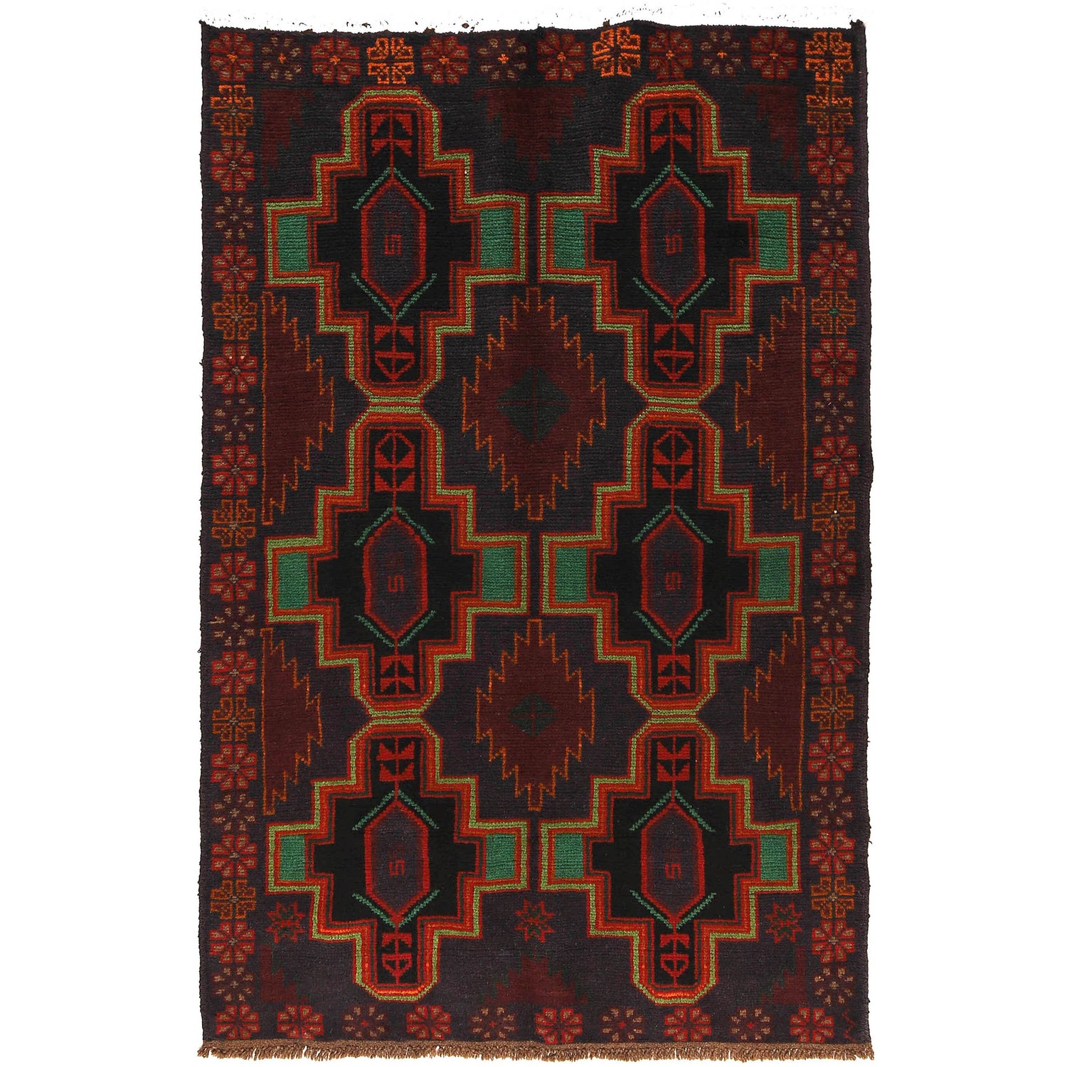 Baluchi Rug Handmade Multi Floral 4x6 ft