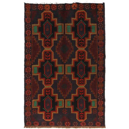 Baluchi Rug Handmade Multi Floral 4x6 ft
