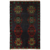 Baluchi Rug Handmade Dark Blue Geometric 4x6 ft