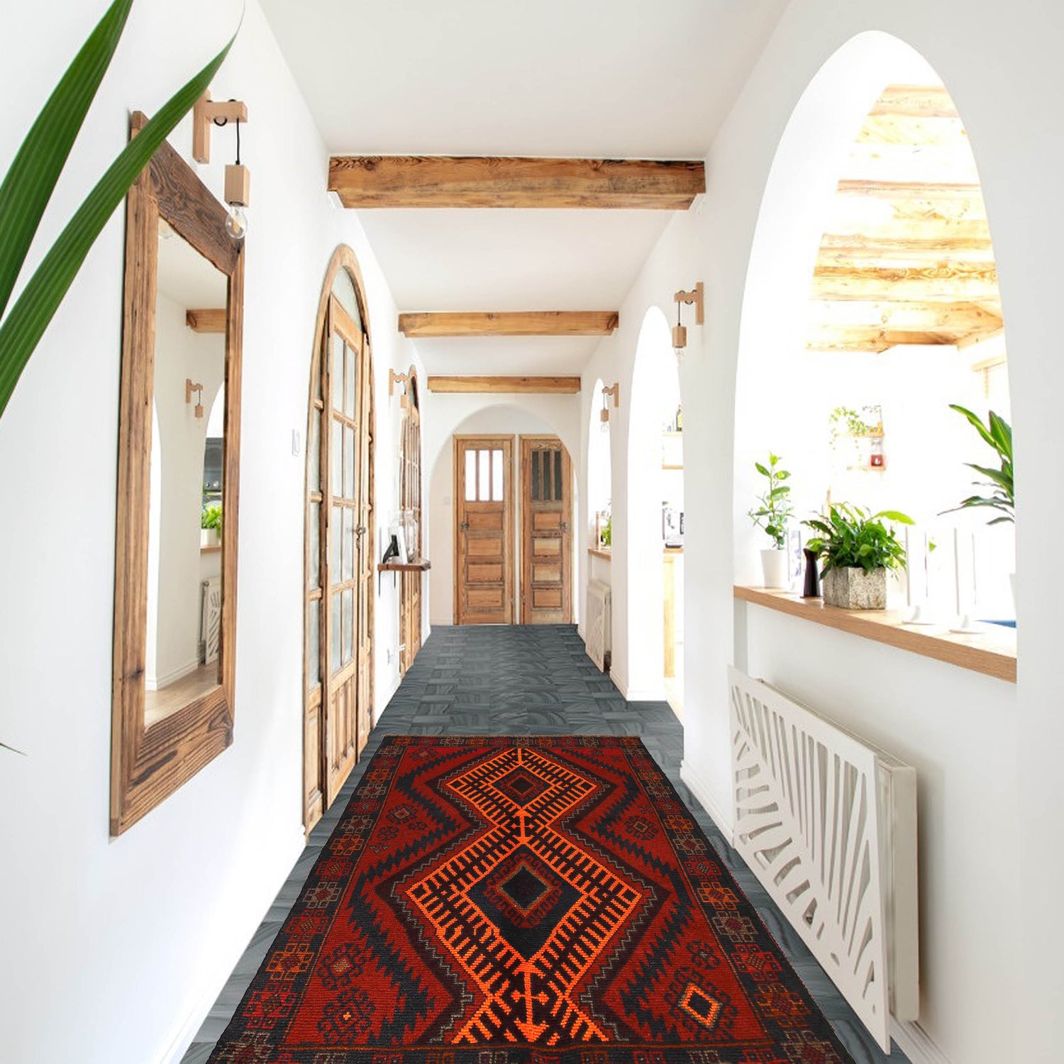 Baluchi Rug Handmade Red Geometric 4x6 ft