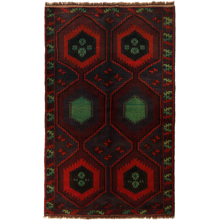 Baluchi Rug Handmade Multi Geometric 4x6 ft