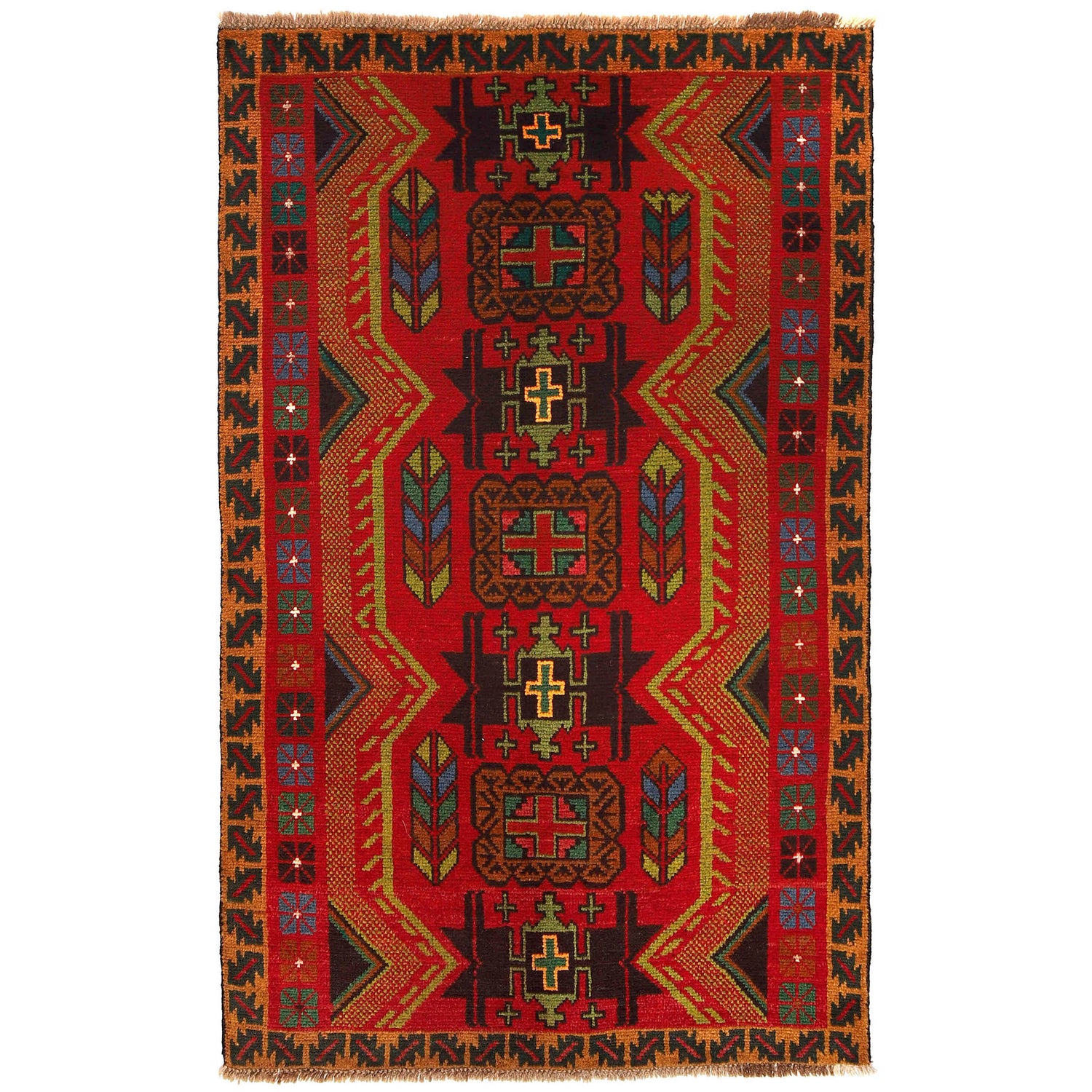 Baluchi Rug Handmade Multi Geometric 4x6 ft