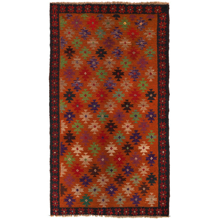 Baluchi Rug Handmade Orange Geometric 4x6 ft