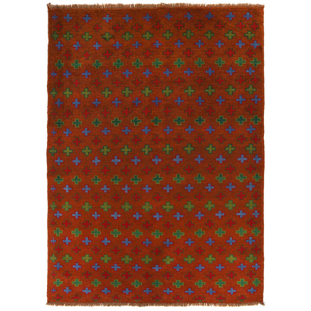 Baluchi Rug Handmade Brown Floral 4x6 ft