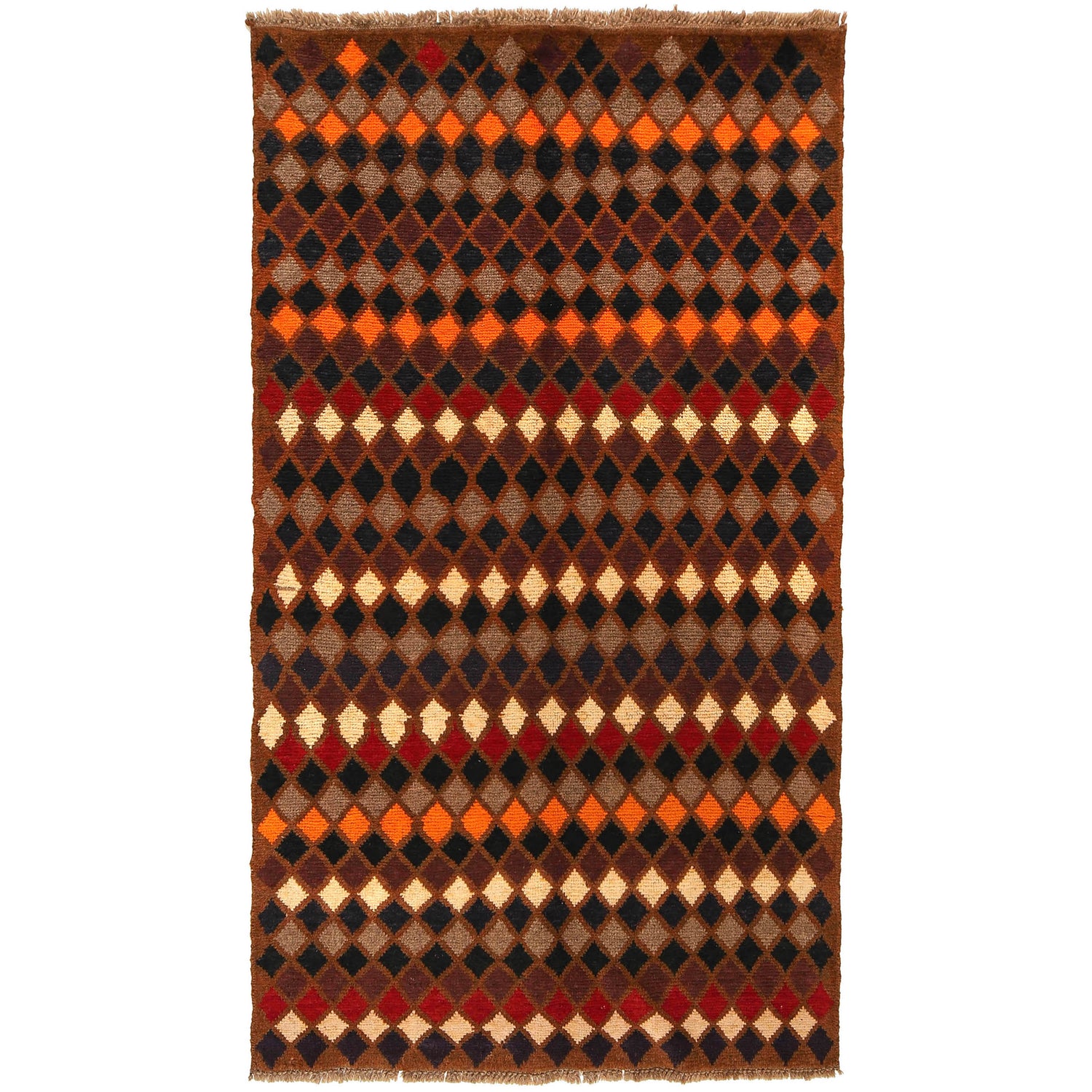 Baluchi Rug Handmade Brown Geometric 4x6 ft