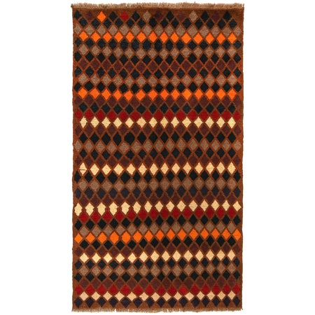 Baluchi Rug Handmade Brown Geometric 4x6 ft