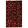 Baluchi Rug Handmade Red Floral 4x6 ft