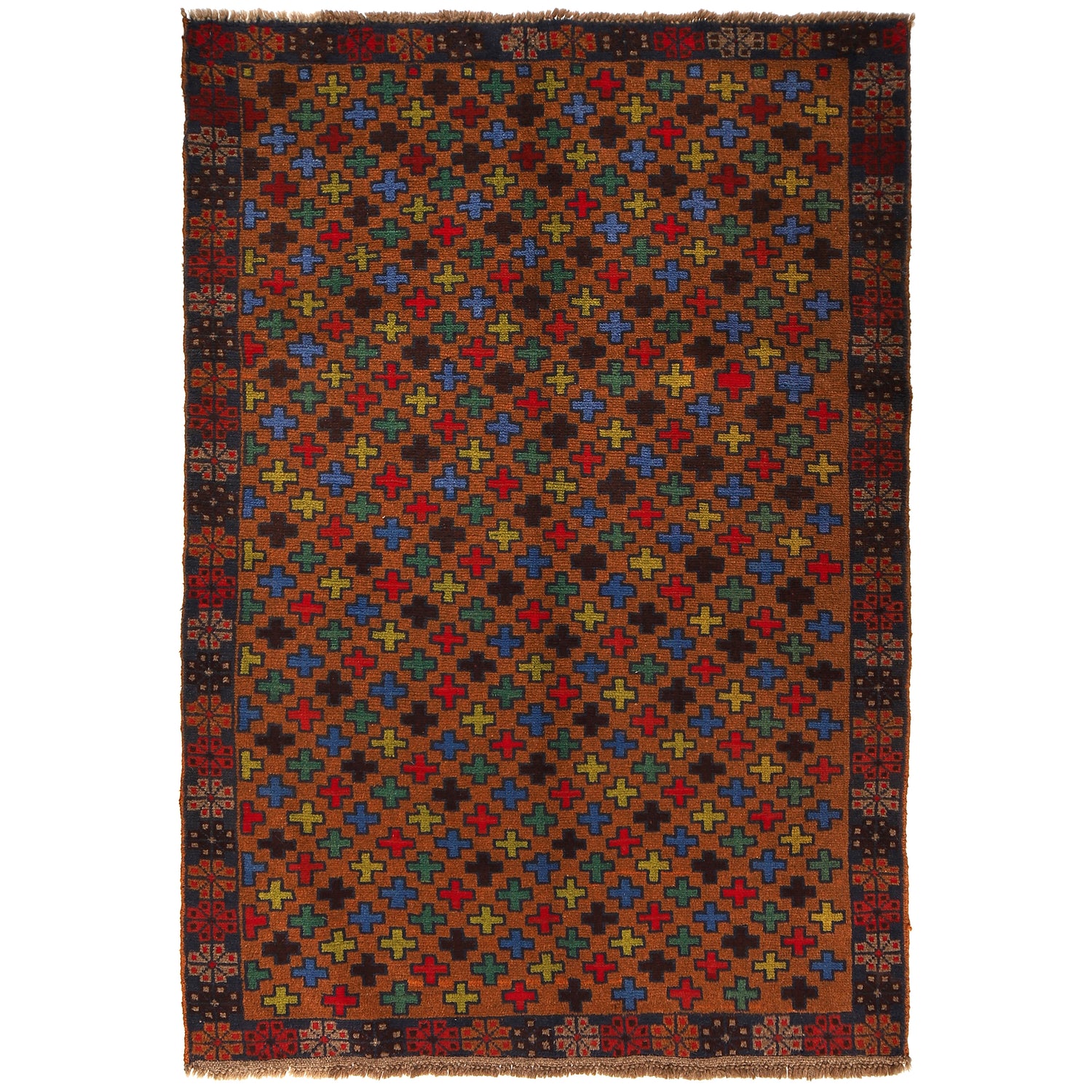 Baluchi Rug Handmade Brown Floral 4x6 ft