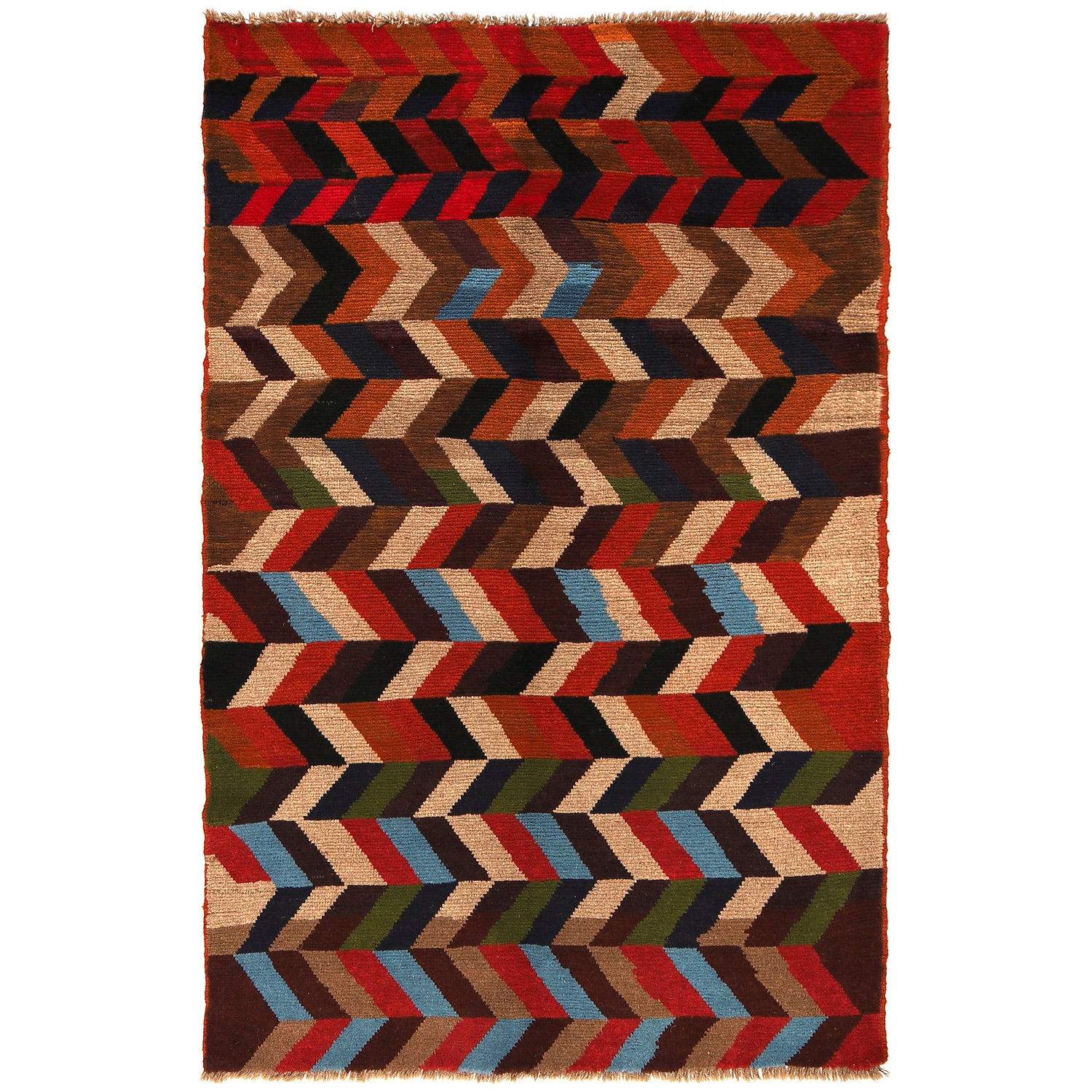 Baluchi Rug Handmade Multi Curvilinear 4x6 ft