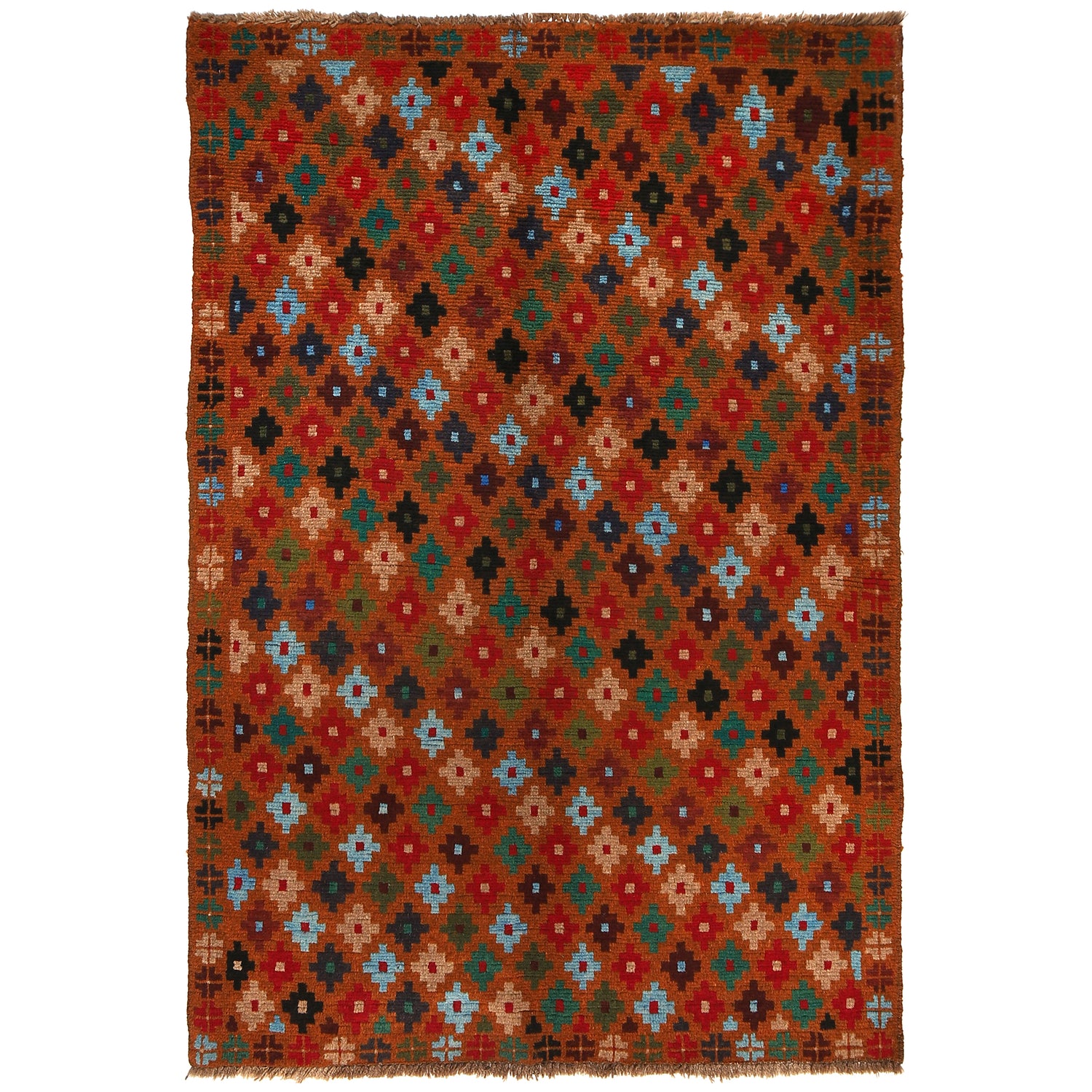 Baluchi Rug Handmade Orange Floral 4x6 ft