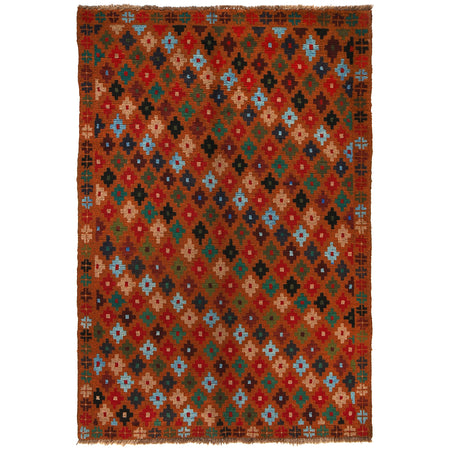 Baluchi Rug Handmade Orange Floral 4x6 ft
