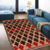 Baluchi Rug Handmade Tan Floral 4x6 ft
