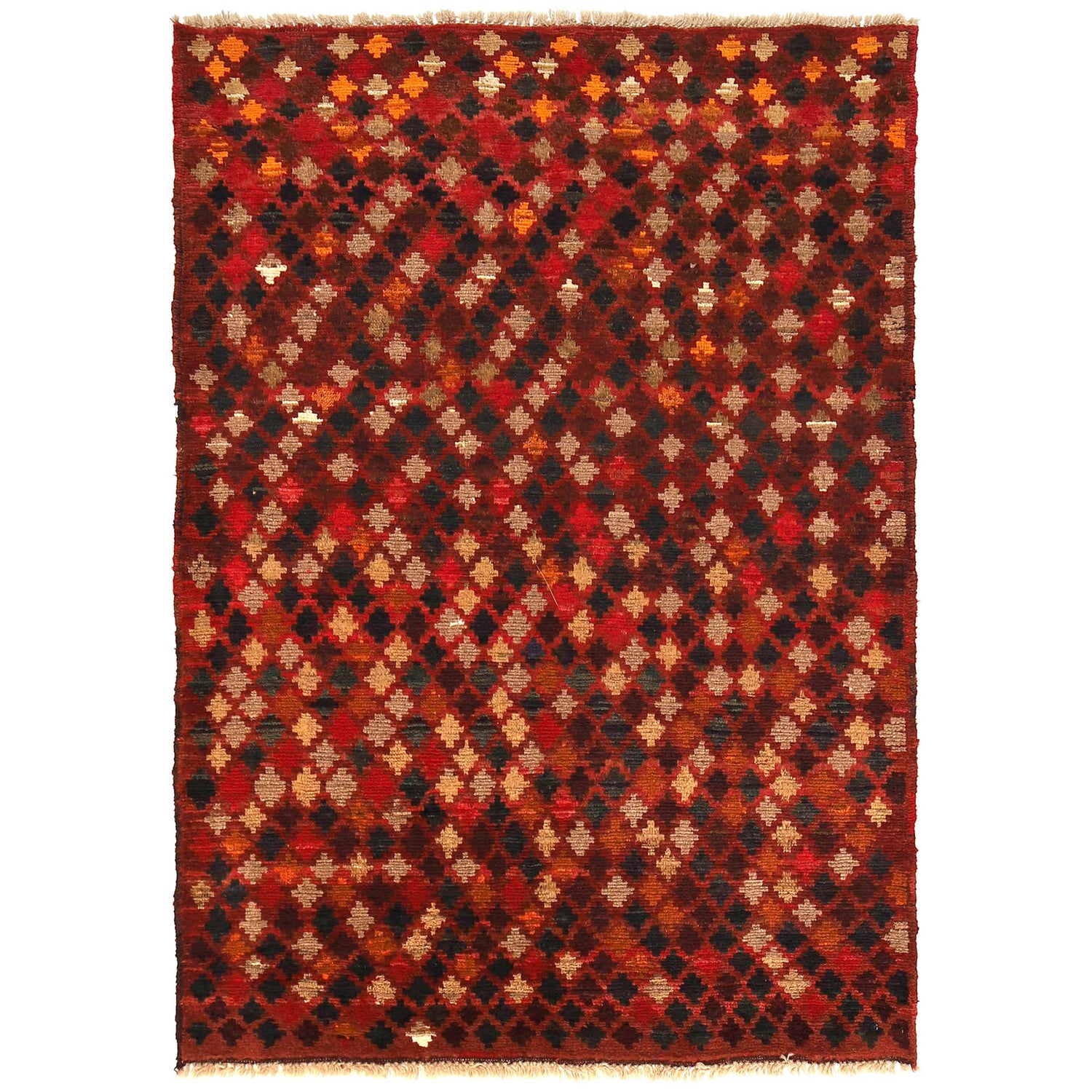 Baluchi Rug Handmade Red Geometric 4x6 ft