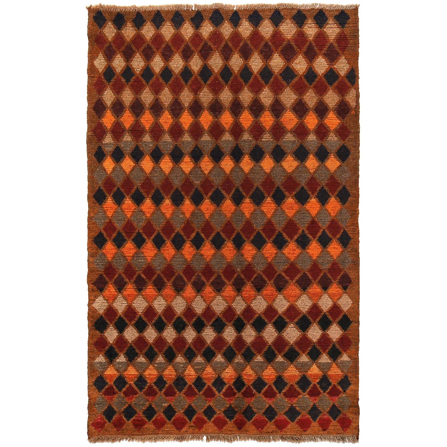 Baluchi Rug Handmade Orange Geometric 4x6 ft