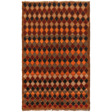 Baluchi Rug Handmade Orange Geometric 4x6 ft