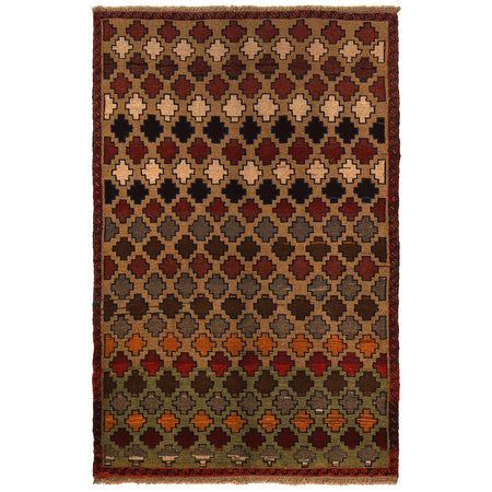 Baluchi Rug Handmade Multi Floral 4x6 ft