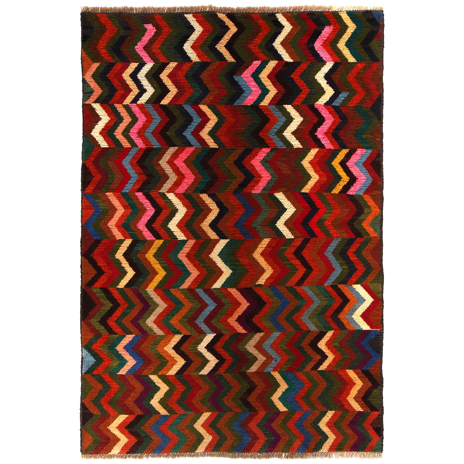 Baluchi Rug Handmade Multi Curvilinear 4x6 ft