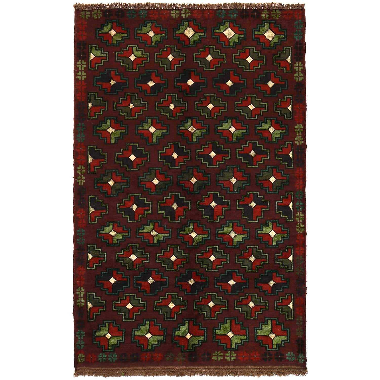 Baluchi Rug Handmade Multi Geometric 4x6 ft