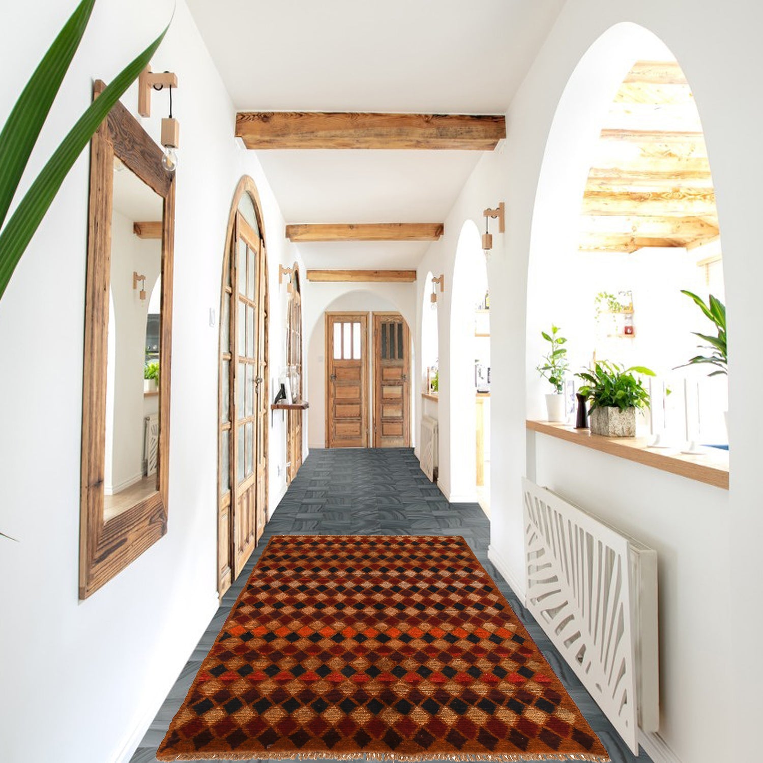 Baluchi Rug Handmade Orange Geometric 4x6 ft