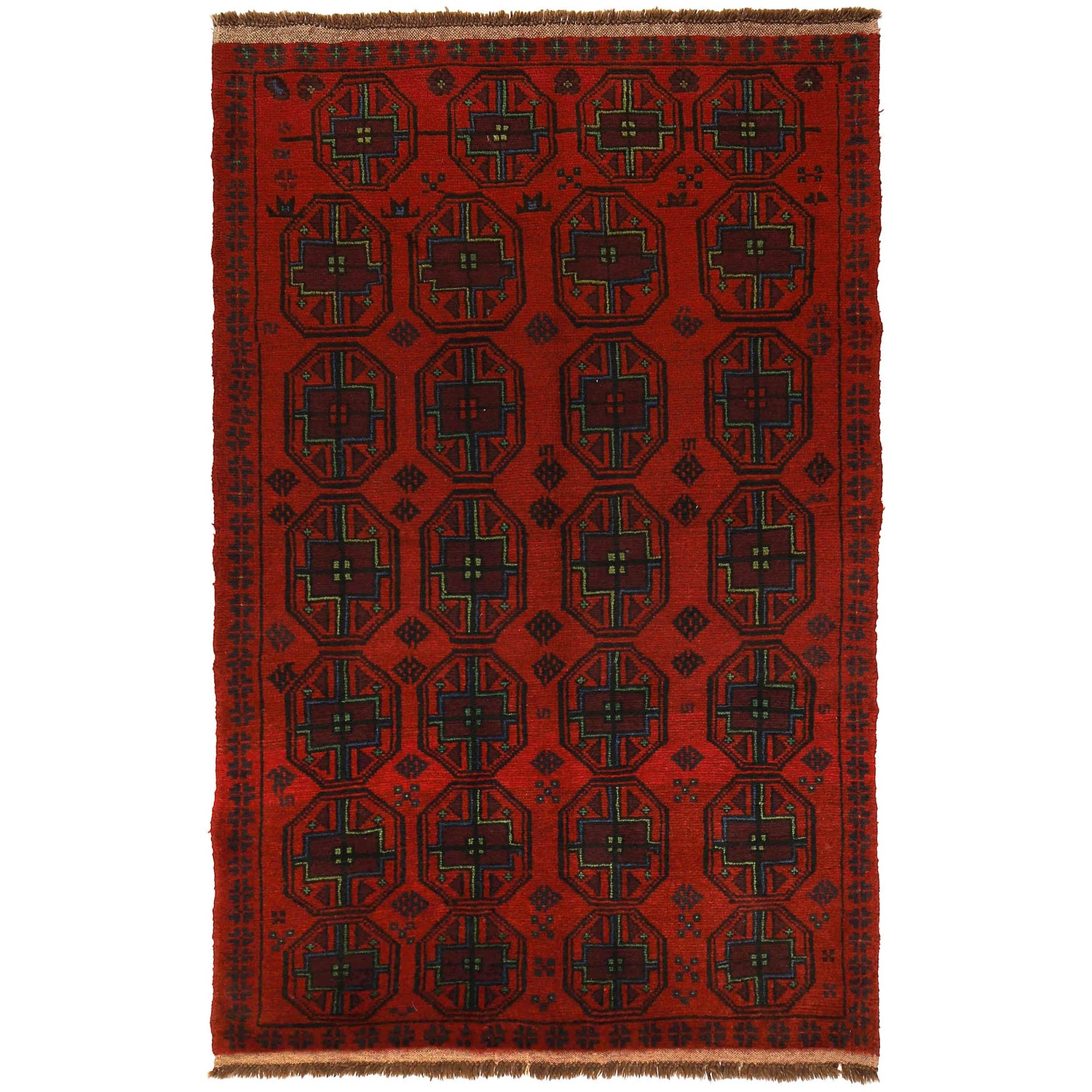 Baluchi Rug Handmade Red Geometric 4x6 ft