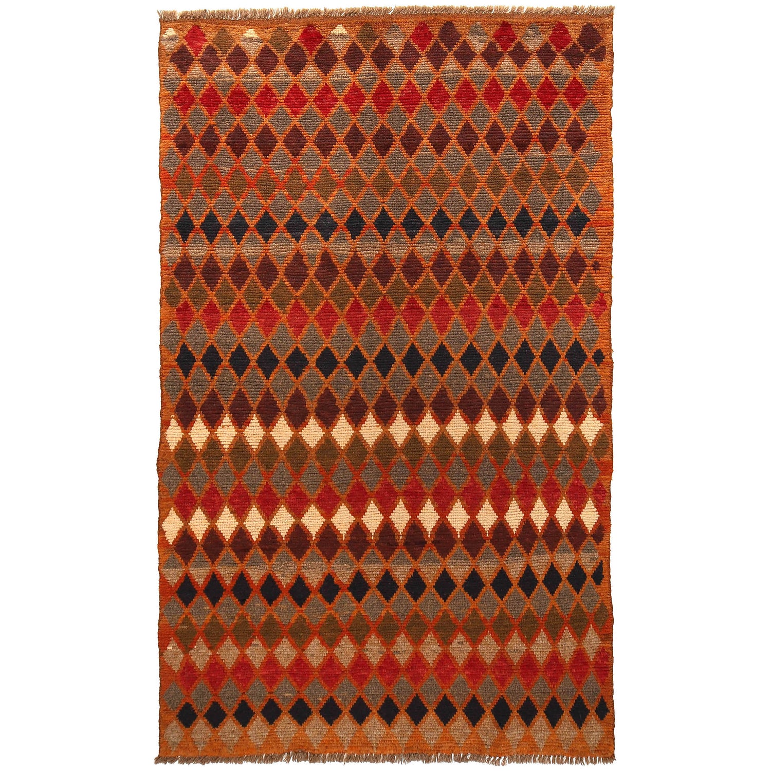 Baluchi Rug Handmade Orange Geometric 4x6 ft