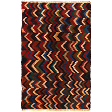 Baluchi Rug Handmade Multi Curvilinear 4x6 ft