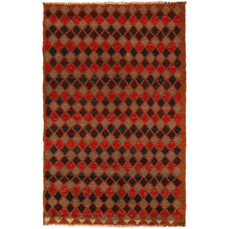 Baluchi Rug Handmade Orange Geometric 4x6 ft