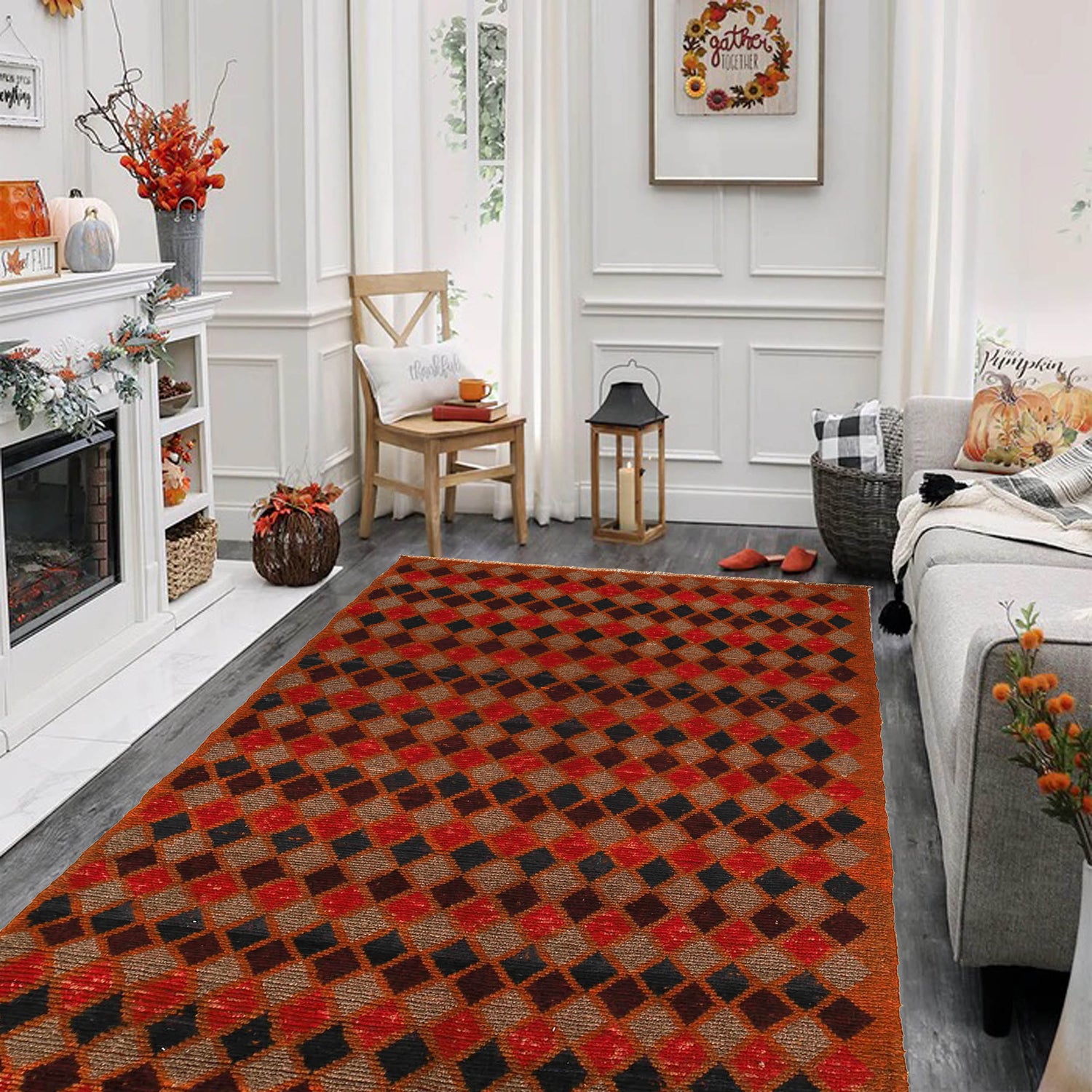 Baluchi Rug Handmade Orange Geometric 4x6 ft