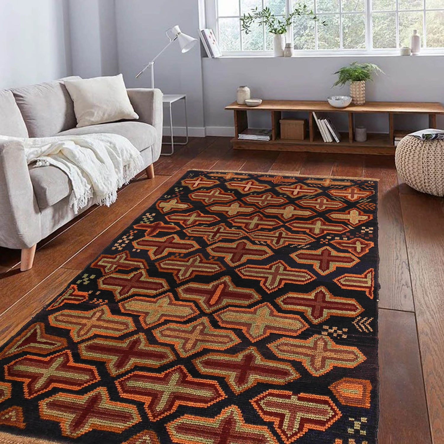 Baluchi Rug Handmade Multi Geometric 4x6 ft