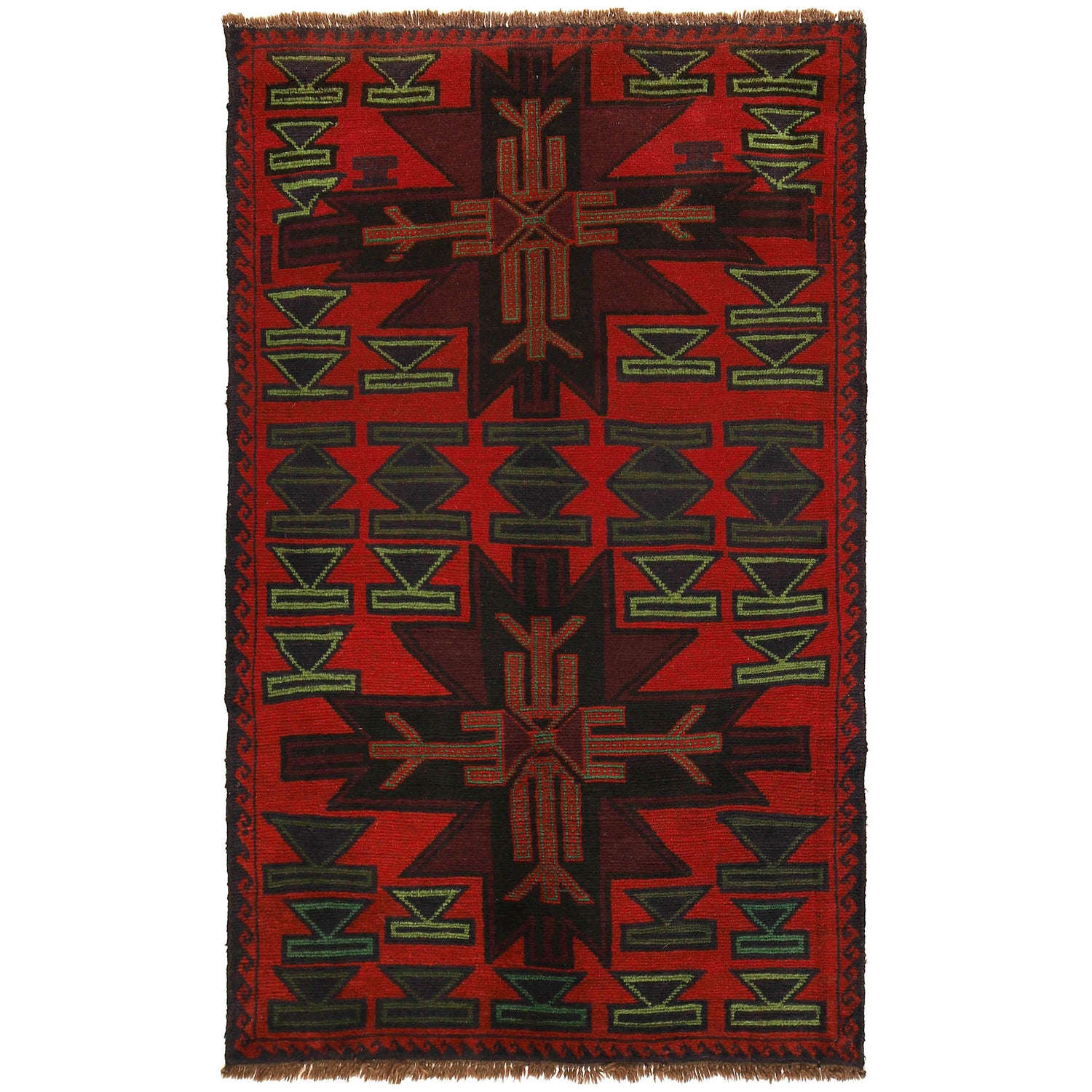 Baluchi Rug Handmade Red Floral 4x6 ft