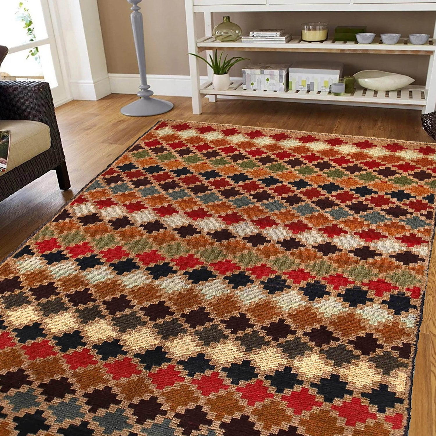 Baluchi Rug Handmade Tan Geometric 4x6 ft