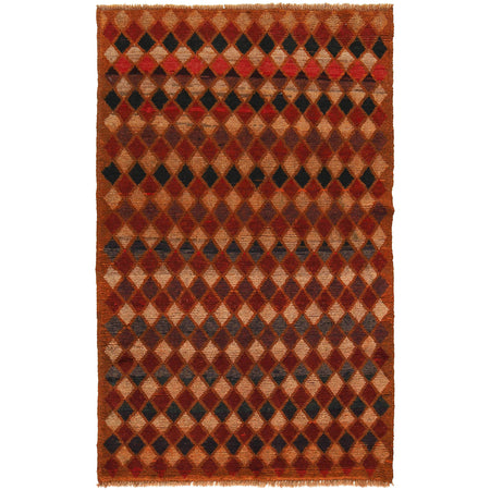 Baluchi Rug Handmade Orange Geometric 4x6 ft