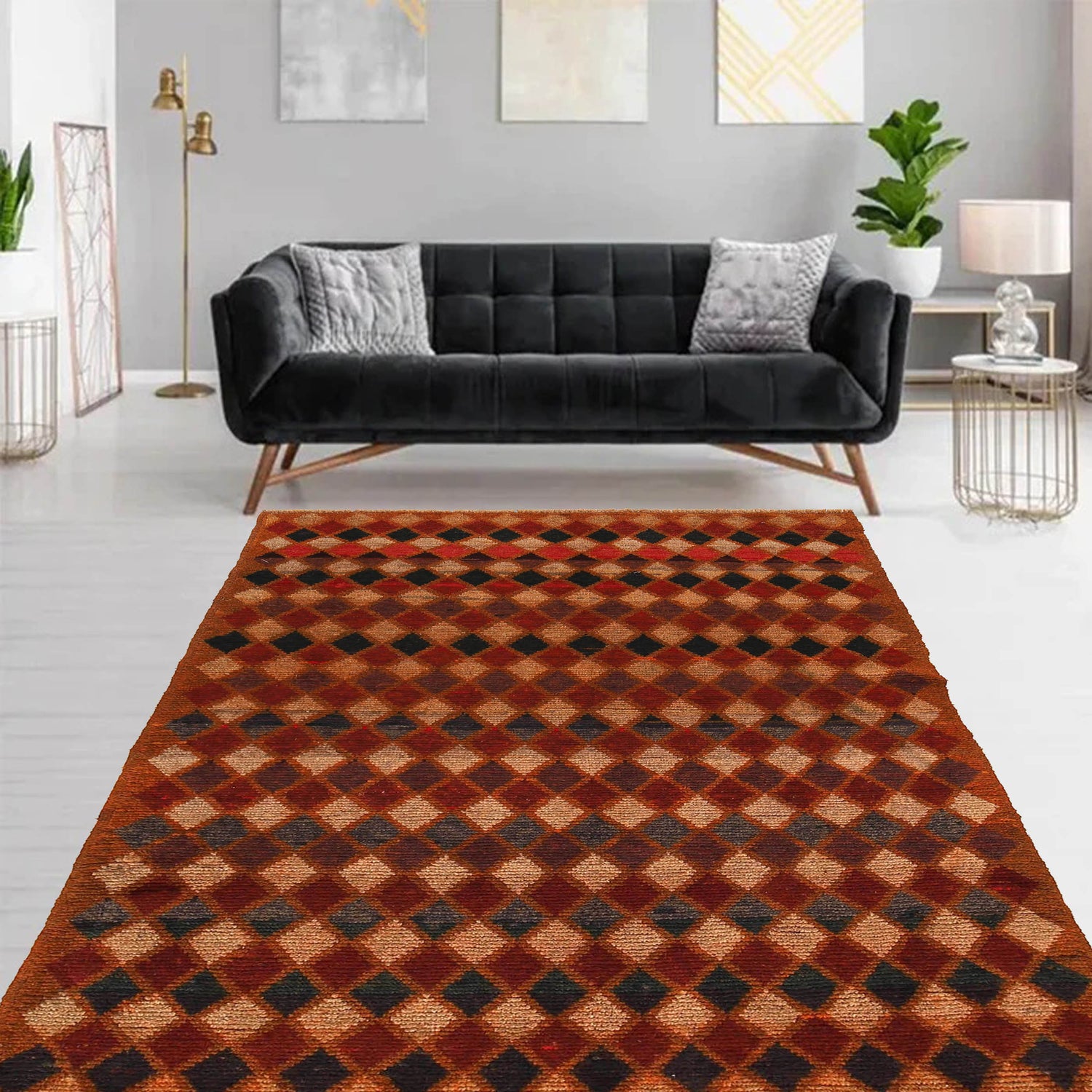 Baluchi Rug Handmade Orange Geometric 4x6 ft
