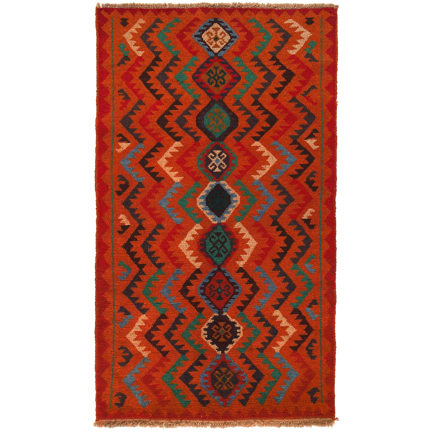 Baluchi Rug Handmade Orange Geometric 4x6 ft