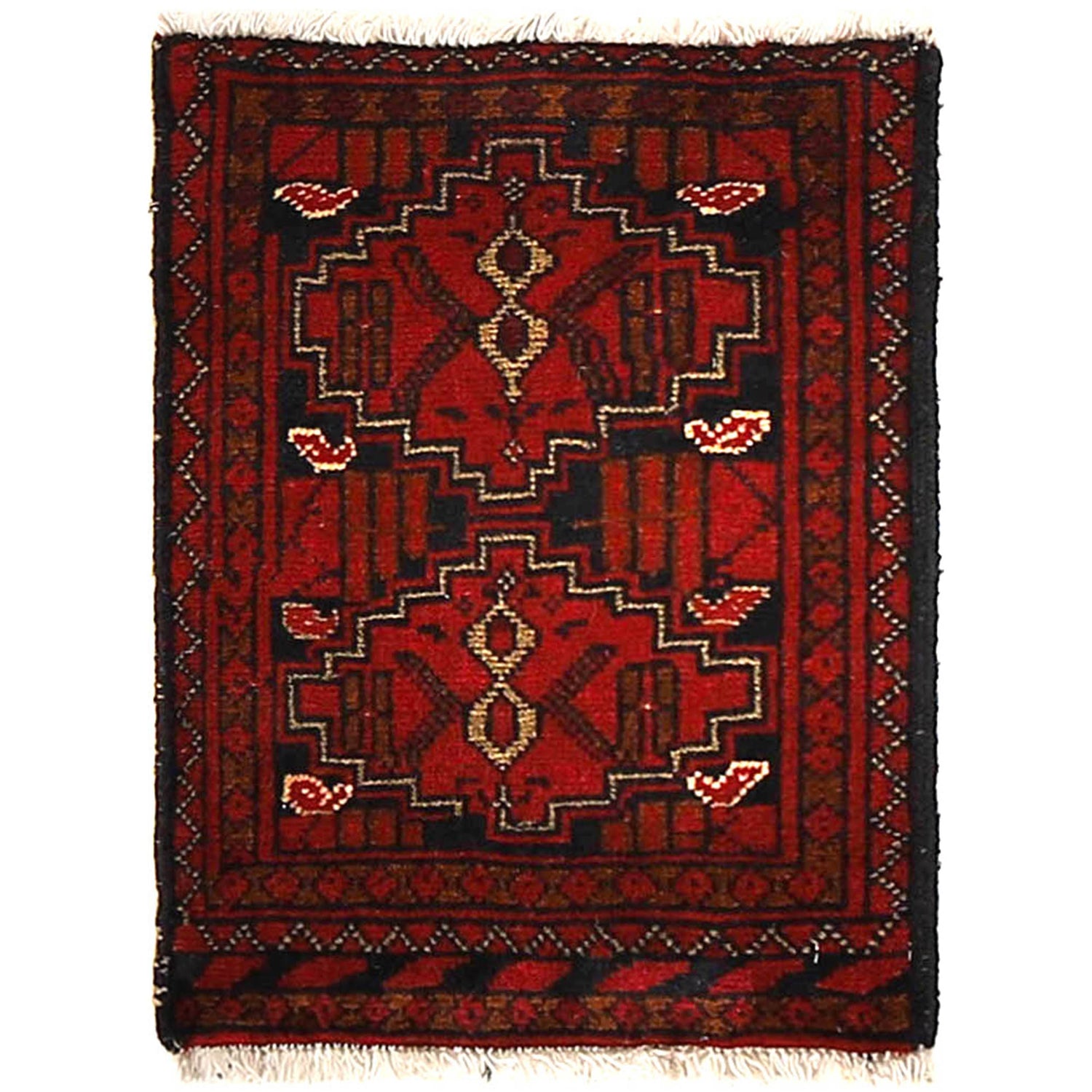 Handmade Wool Doormat Red Floral