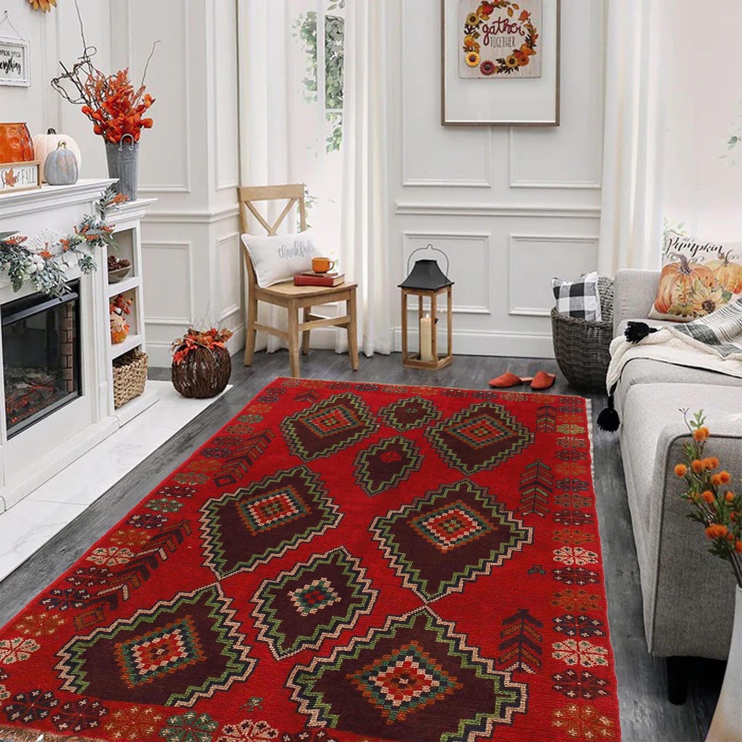 Baluchi Rug Handmade Red Geometric 4x6 ft