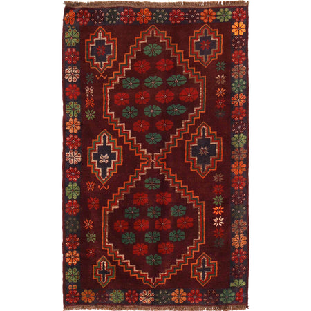 Baluchi Rug Handmade Multi Geometric 4x6 ft