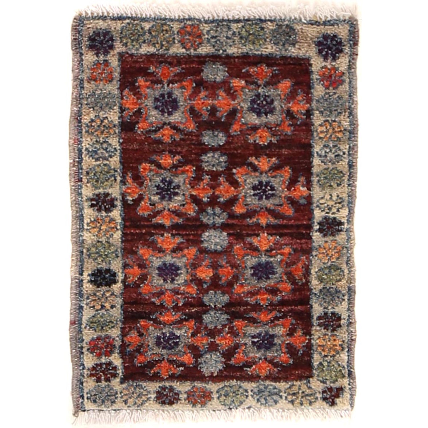 Handmade Wool Doormat Red Geometric