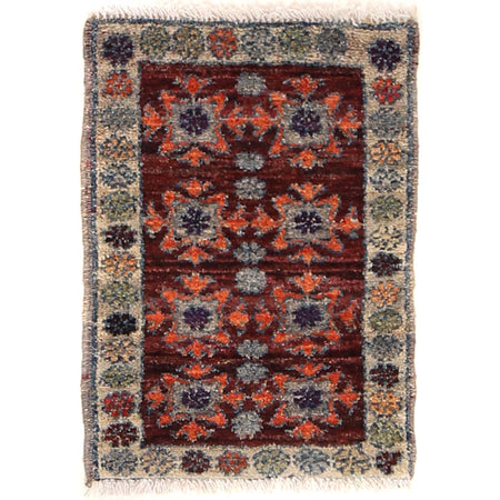 Handmade Wool Doormat Red Geometric