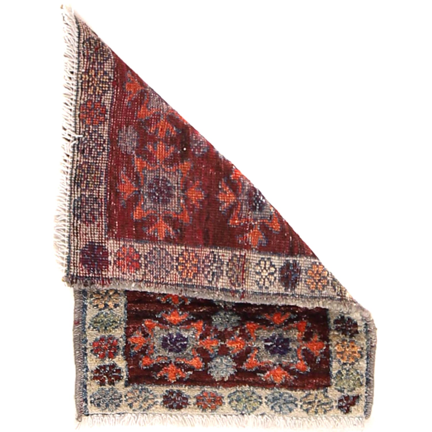 Handmade Wool Doormat Red Geometric