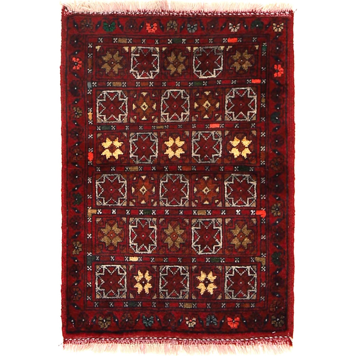 Handmade Wool Doormat Red Floral