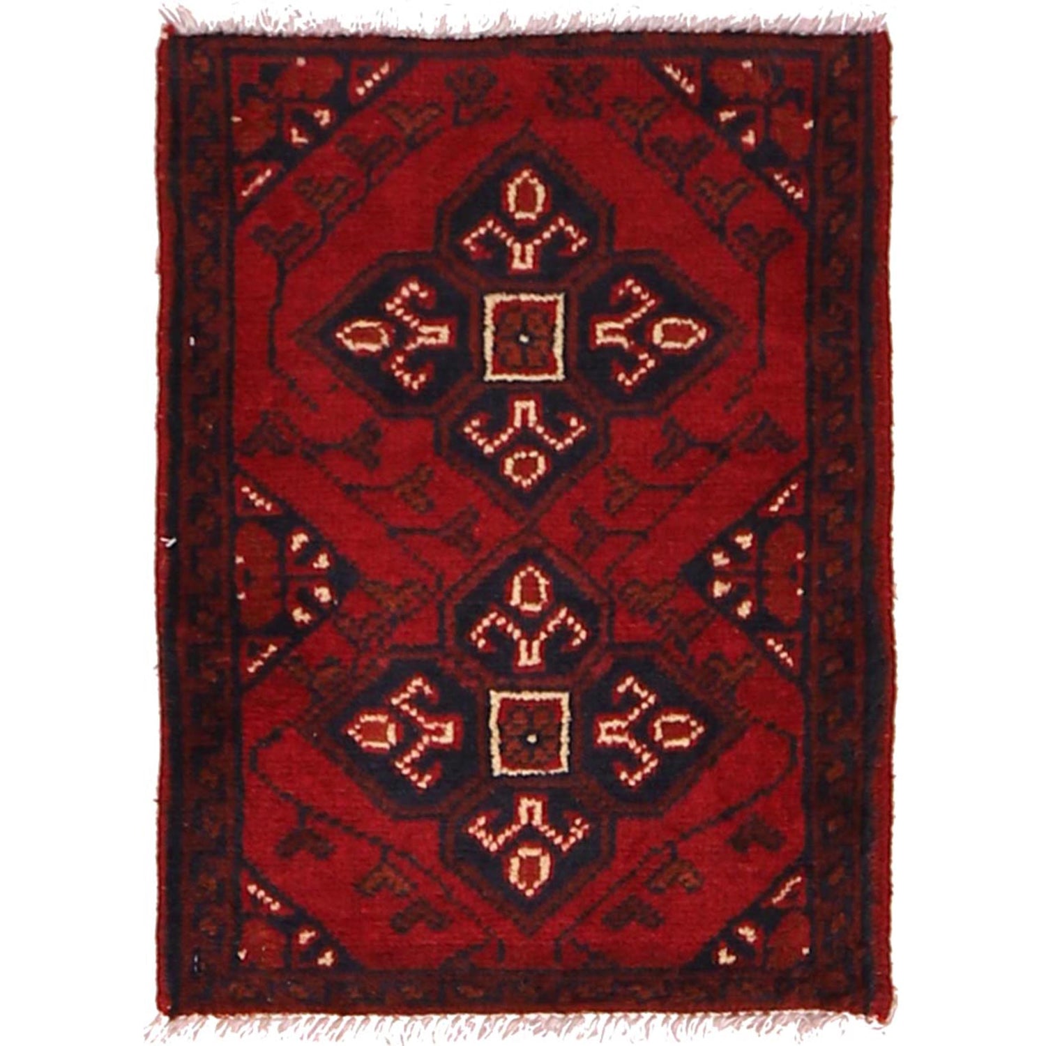 Handmade Wool Doormat Red Floral
