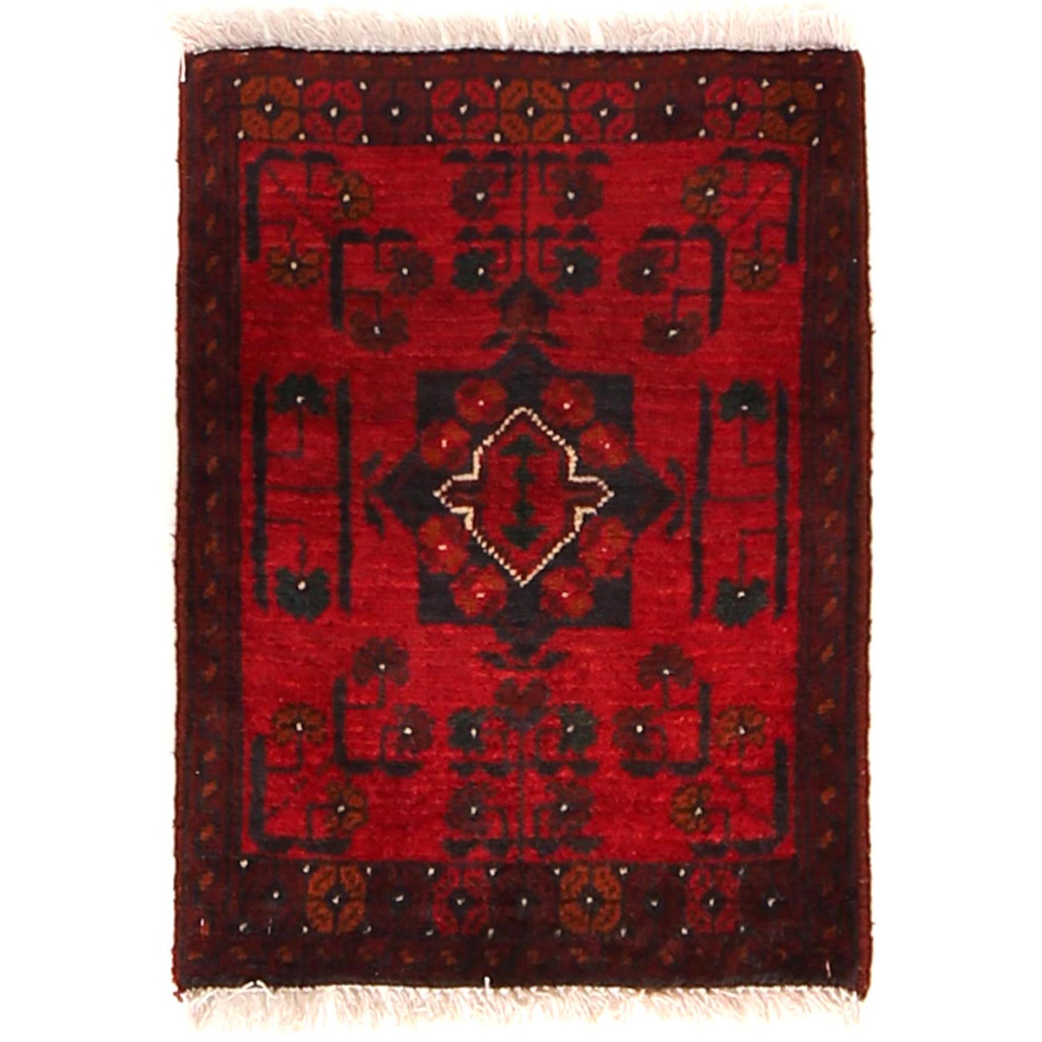 Handmade Wool Doormat Red Floral