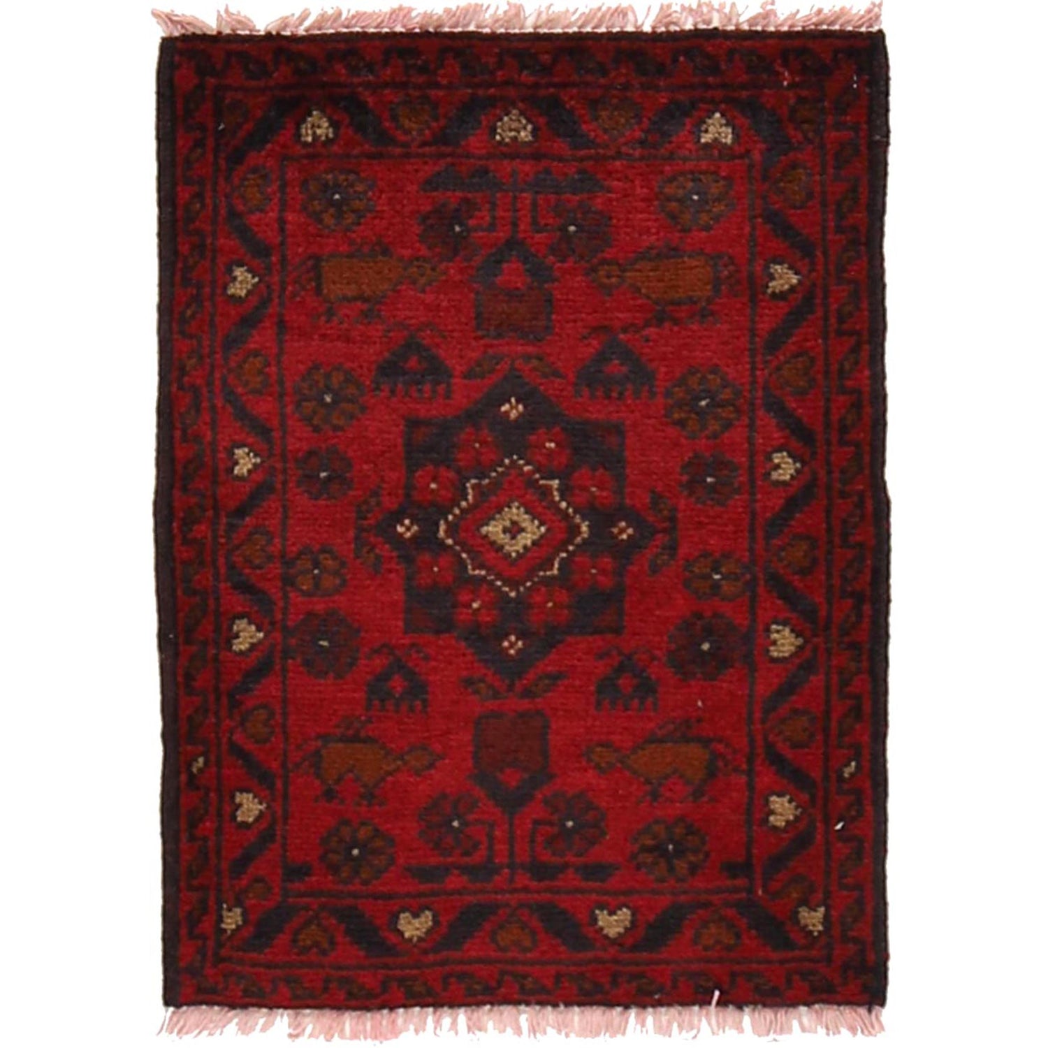 Handmade Wool Doormat Red Floral