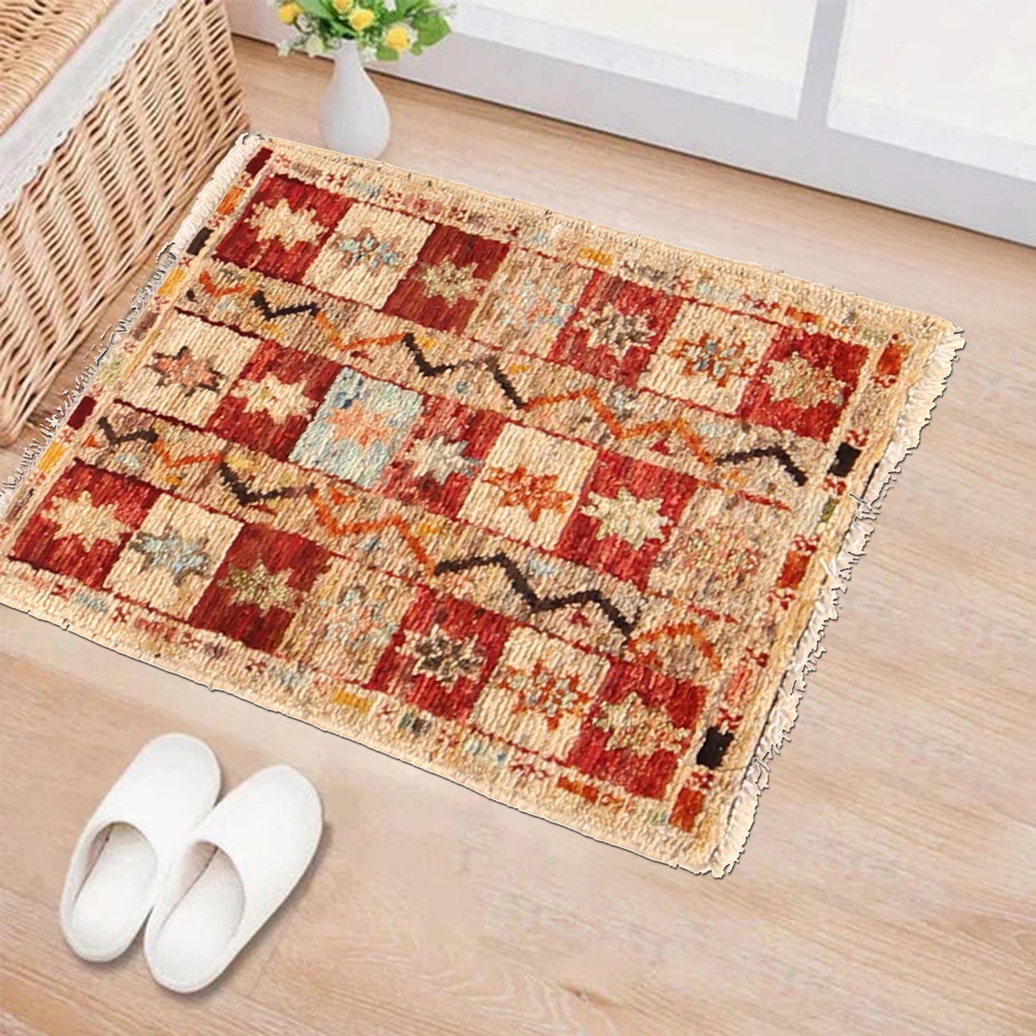 Handmade Wool Doormat Multi Geometric