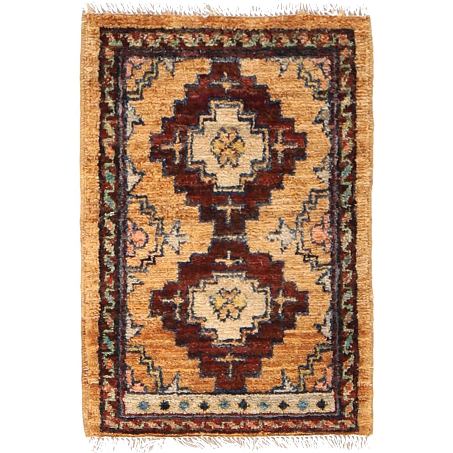 Handmade Wool Doormat Beige Geometric