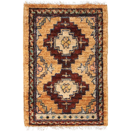 Handmade Wool Doormat Beige Geometric