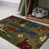 War Area Rug Handmade Green Helicopter + Riffle 2 x 3 ft
